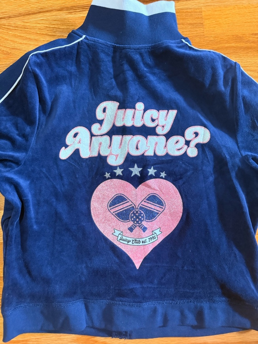 Juicy Couture Navy Blue Velour Zip-Up Jacket with pockets